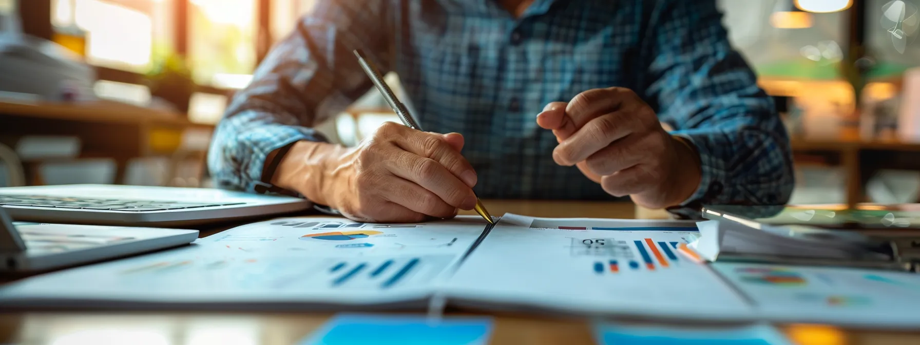 a professional sitting at a desk, surrounded by career resources and a supportive career coach, mapping out a successful career strategy.